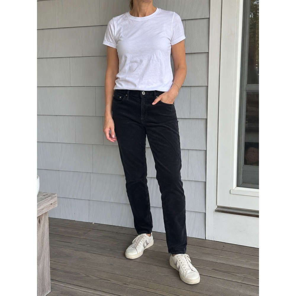 AG Adriano Goldschmied The Prima Corduroy Pants 29R Black Cigarette Stretch USA